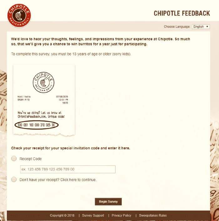 ChipotleFeedback-Receipt-Code